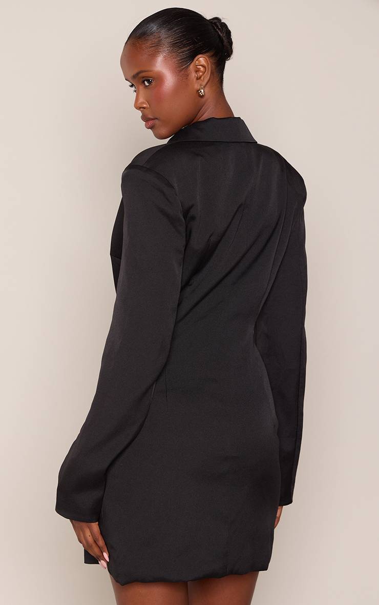 Noir Robe Blazer Tissée À Finitions Asymétriques