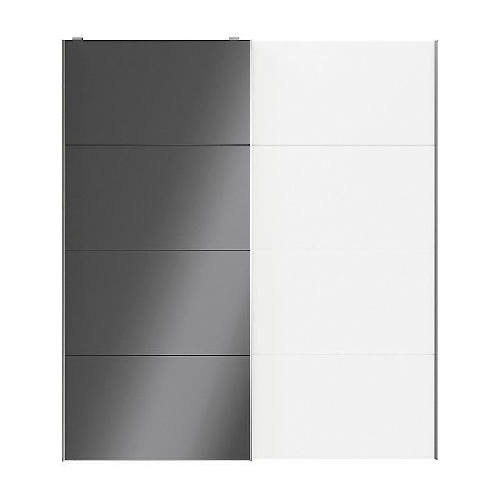 Portes de placard coulissantes 2 vantaux panneaux blancs et anthracite brillants GoodHome Atomia H. 225 x L. 200 x ép. 5,5 cm