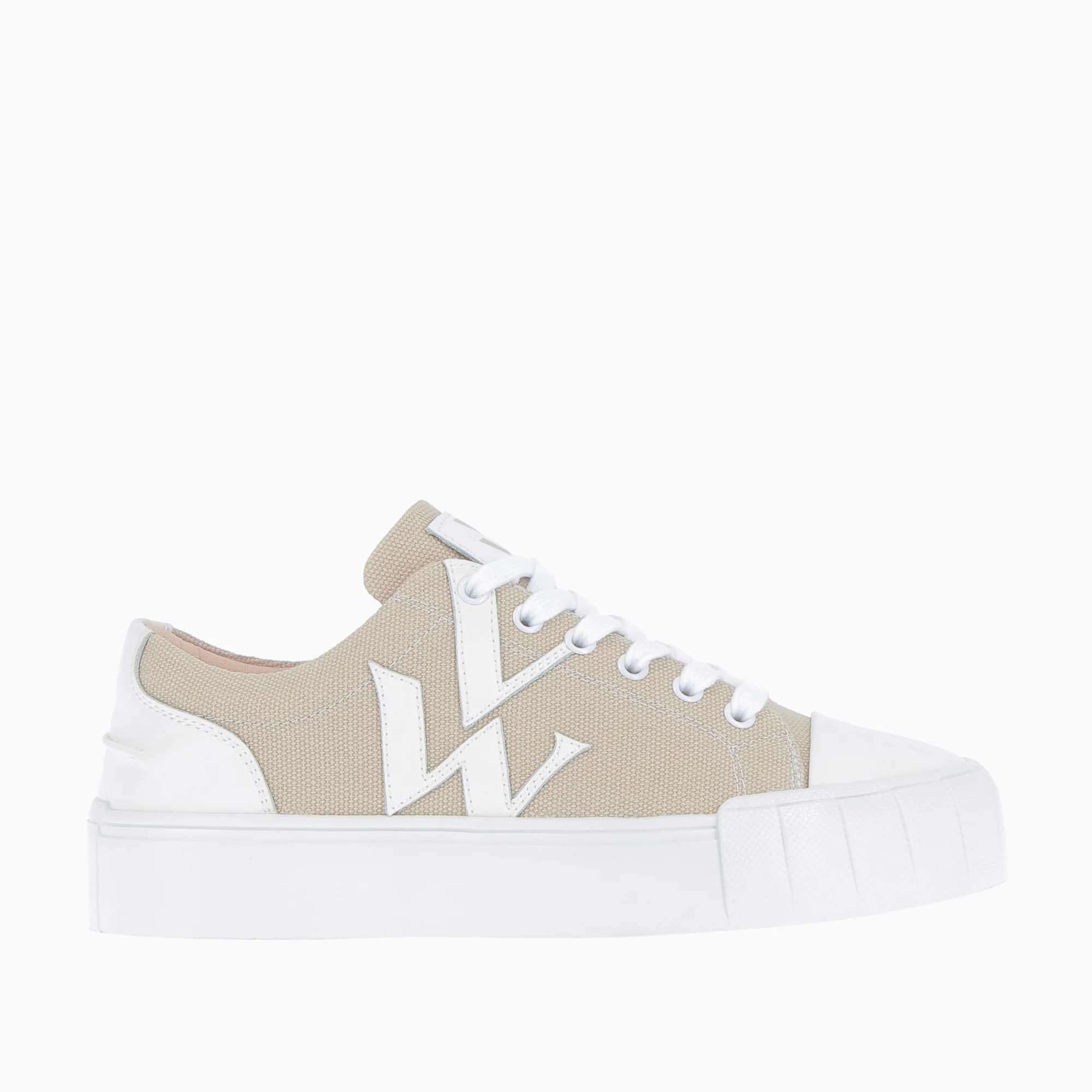 Sneakers-Baskets monogramme Lexie en tweed beige