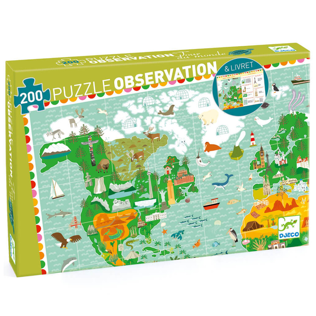 Puzzle Observation - Tour du Monde (+ livret) - 200 Pièces