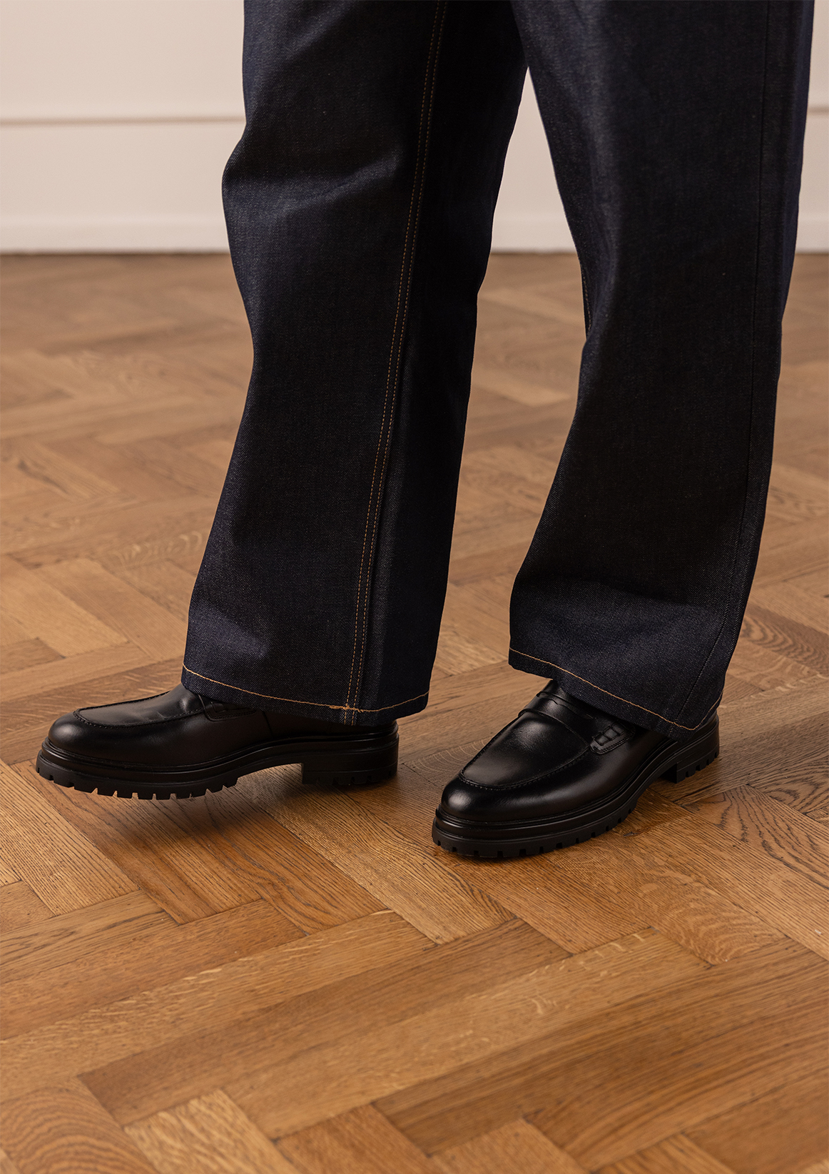 Zwarte leren loafers