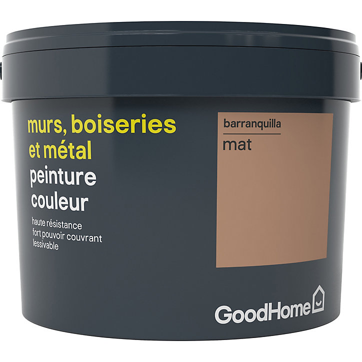 Peinture résistante murs, boiseries et métal GoodHome marron Barranquilla mat 2,5L