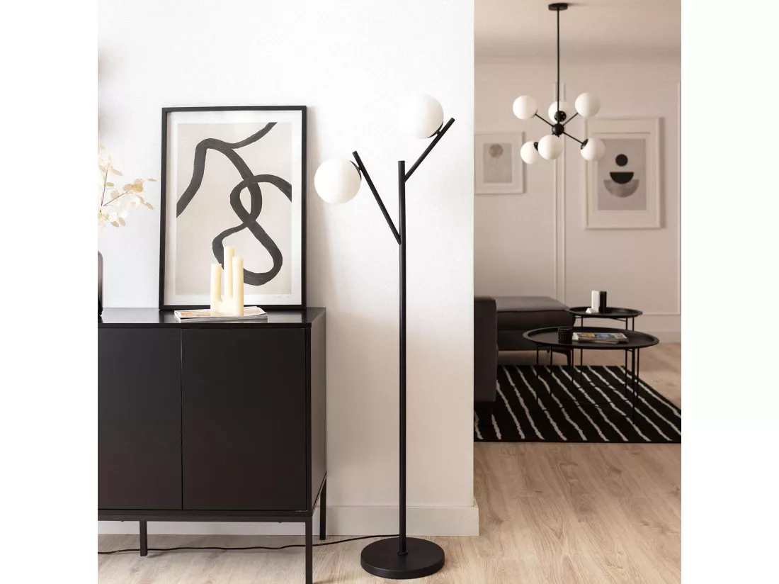 Lampadaire Métal et Verre Balts Noir