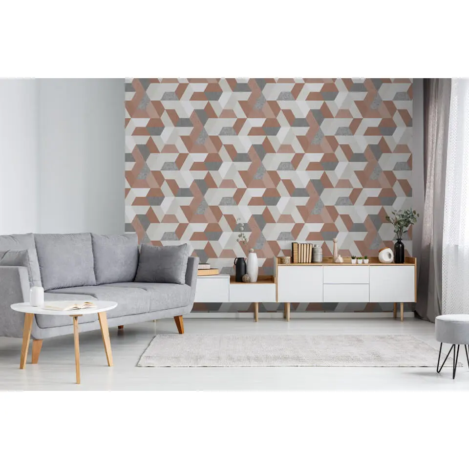 Dutch Wallcoverings behang - Loft retro rood/grijs - 0.53x10,05m