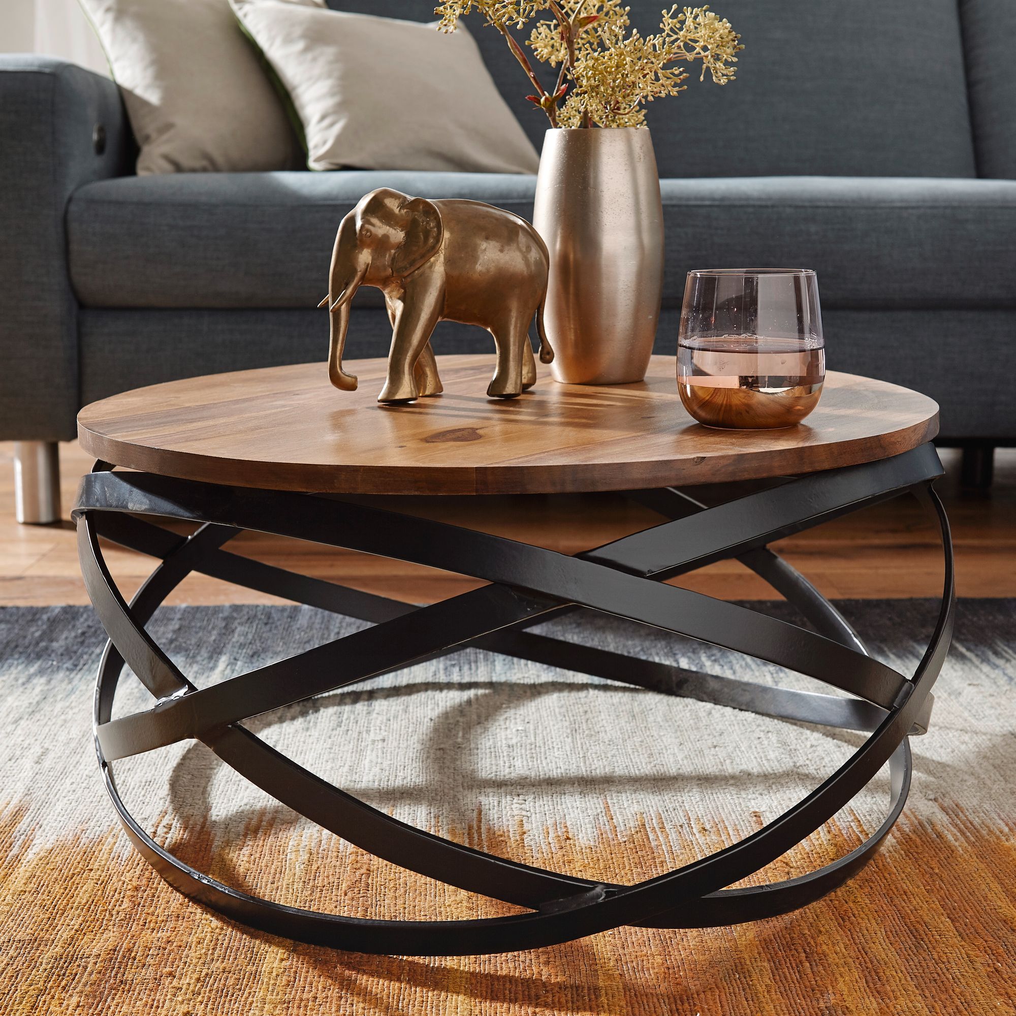 FineBuy Couchtisch MANUR Wohnzimmertisch Holz Massiv Sofatisch Tisch Wohnzimmer