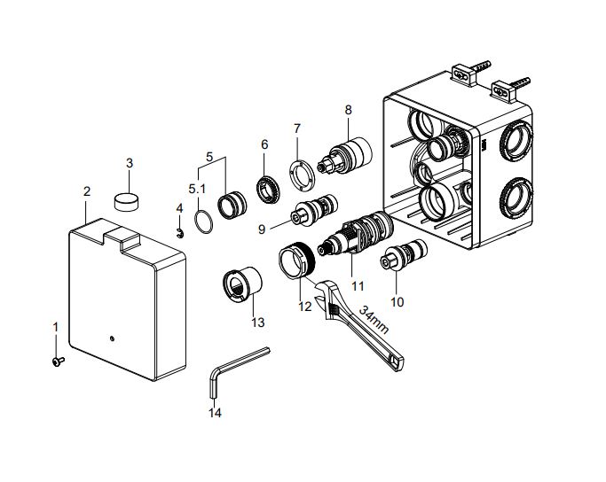 Mueller Click inbouwthermostaat 2-wegs RVS geborsteld