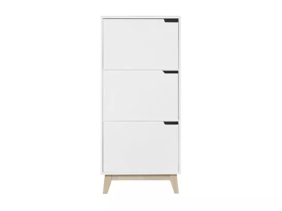 Meuble de rangement haut blanc et bois clair 3 portes L60 cm LEENA