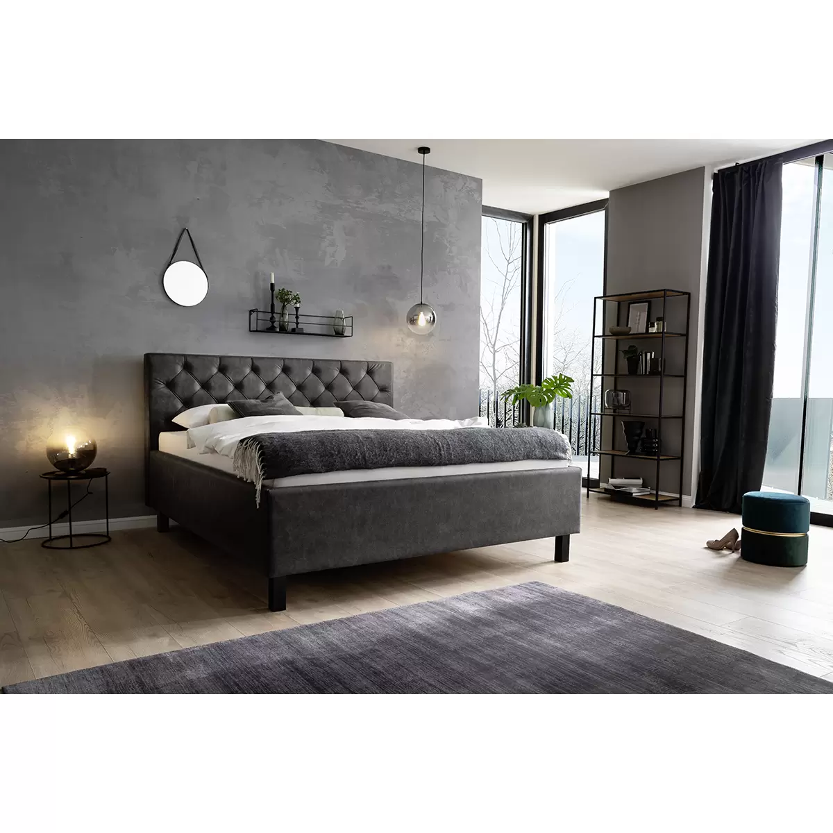 Polsterbett San Remo 160x200 anthrazit,schwarz