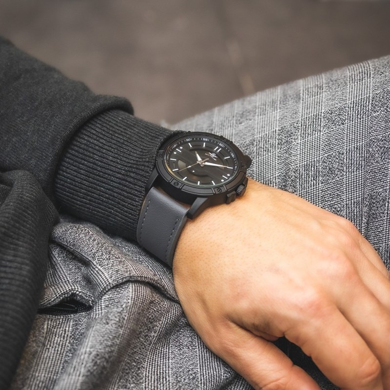 Montre Homme M. JOHN bracelet Cuir Gris