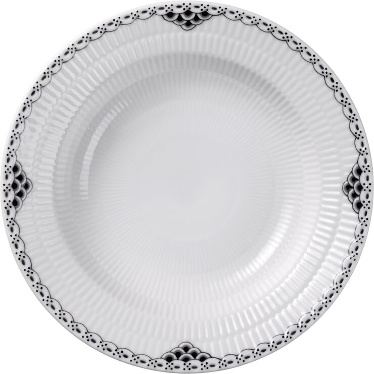 Royal Copenhagen Sort Riflet Blonde Dyb tallerken 21 cm Hvid