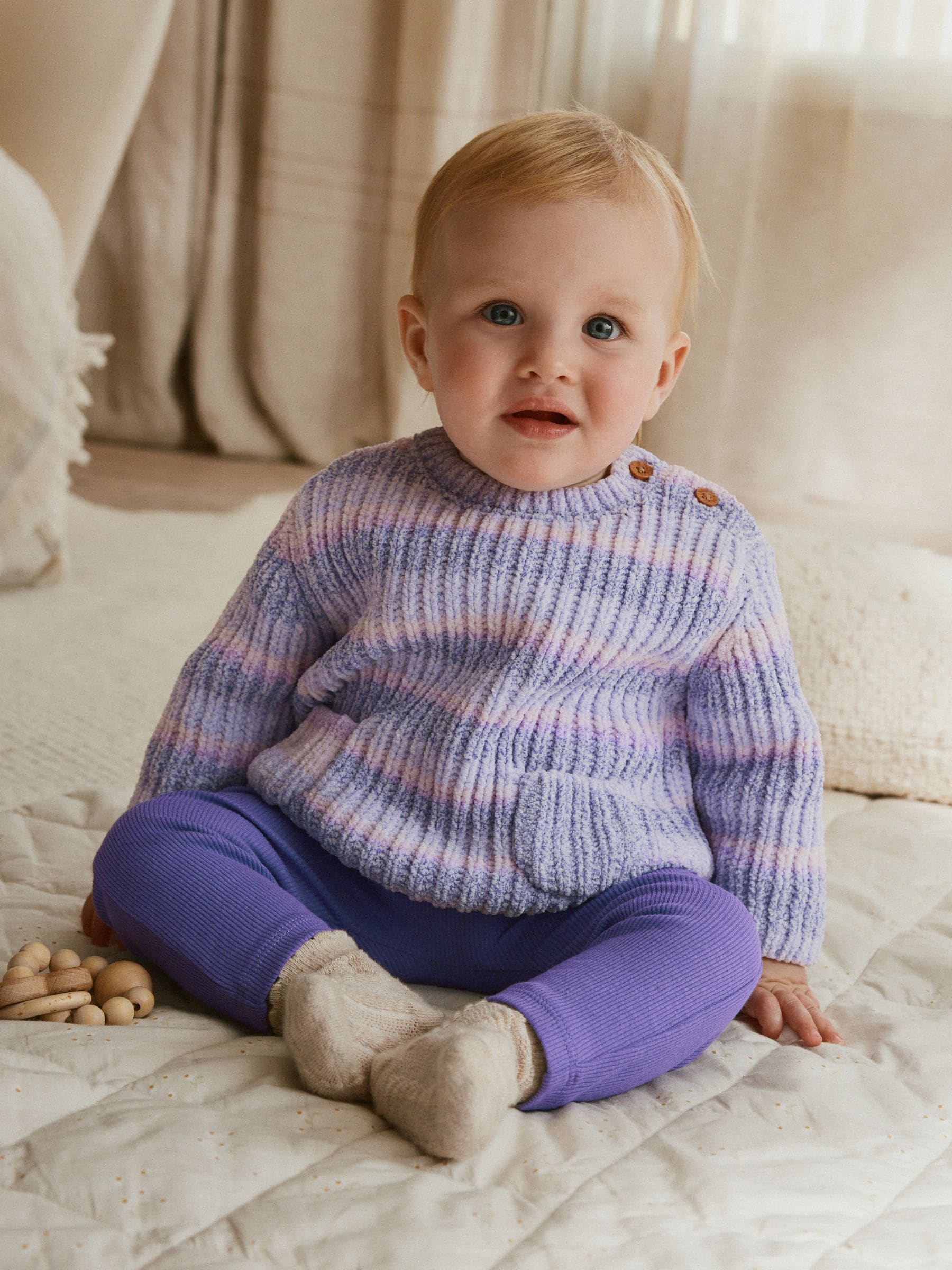 Paars space dye - Chenille Trui en Leggings 2 Pieces Baby Set (0mnd-3jr)
