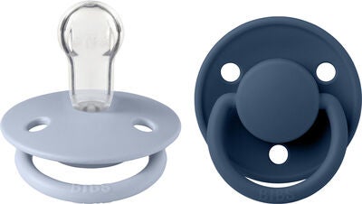 BIBS De Lux Smokk 2-pack Silikon One Size Rund, Dusty Blue/Steel Blue