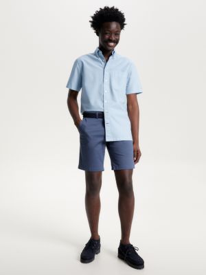 Camisa Oxford de manga curta com tingimento natural