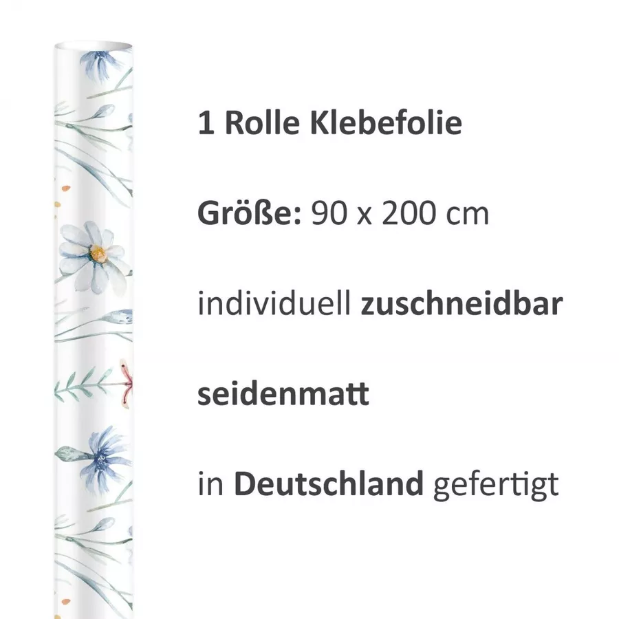 Nikima Klebefolie KF-25 selbstklebende Folie - Blumenwiese blau weiß bunt