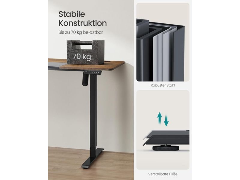 Songmics Bürotisch 140 x 60 cm Elektrischer Steh-Sitz-Schreibtisch