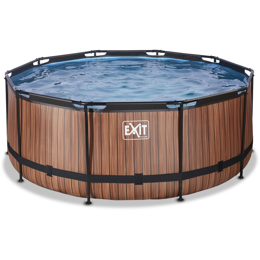 EXIT Wood Pool ø360x122cm mit Filterpumpe, braun