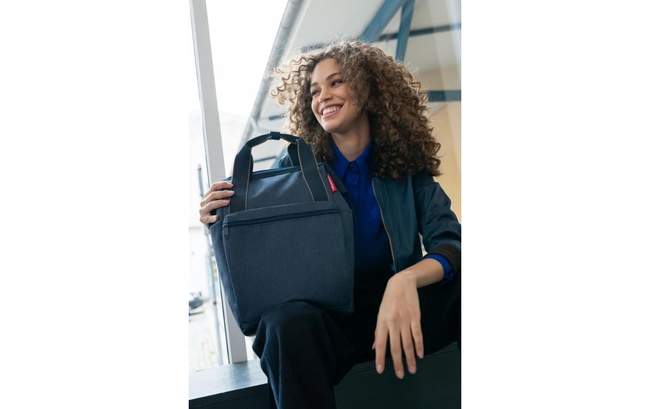 Rucksack Allrounder R Herringbone Dark BlueKombination aus Rucksack und Tragetasche