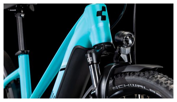 VTC Électrique Cube Nuride Hybrid Performance 500 Allroad Trapeze Shimano Cues 9V 500 Wh 29'' Bleu Swimming Pool 2025