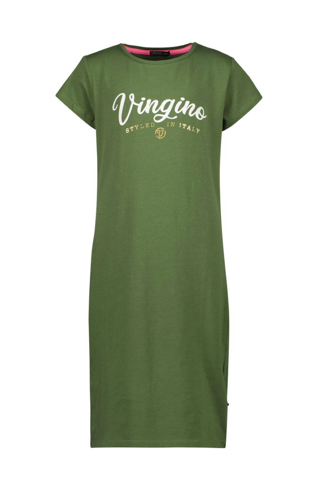 Vingino T-shirtjurk met logo army groen