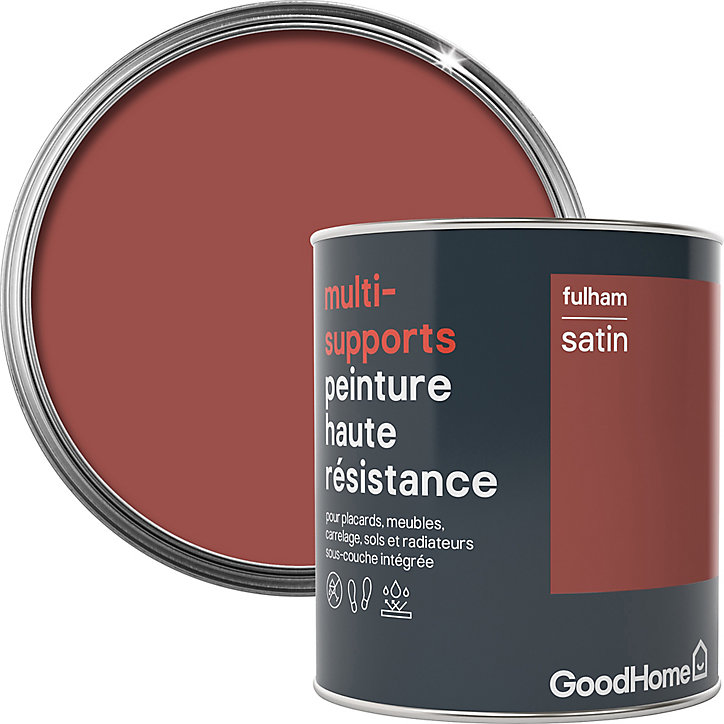 Peinture haute résistance multi-supports GoodHome rouge Fulham satin 0,75L