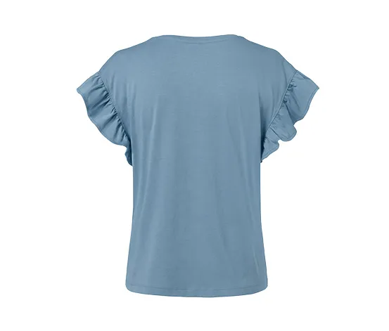 Shirt mit Volant, rauchblau
