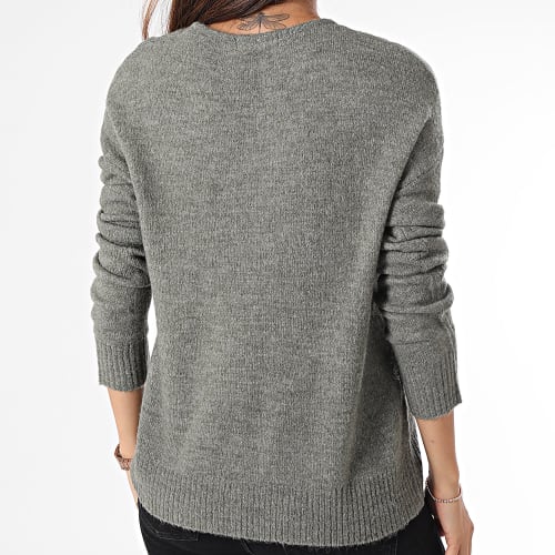 Pull Col V Femme Nora Vert Kaki Chiné