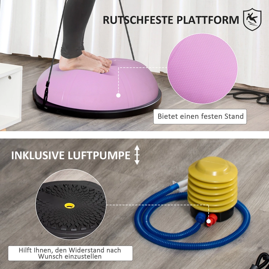 HOMCOM Balanceball mit Gummiseil violett
