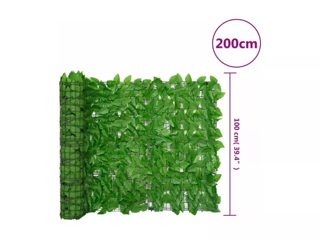 Écran de balcon avec feuilles vert 200x100 cm