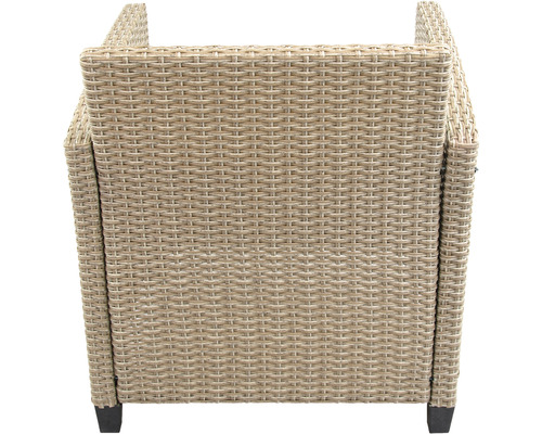 Tuinmeubelset, loungeset, 4-zits, bestaande uit: bank, 2 fauteuils, tafel, inclusief kussens, polyrotan, staal, beige