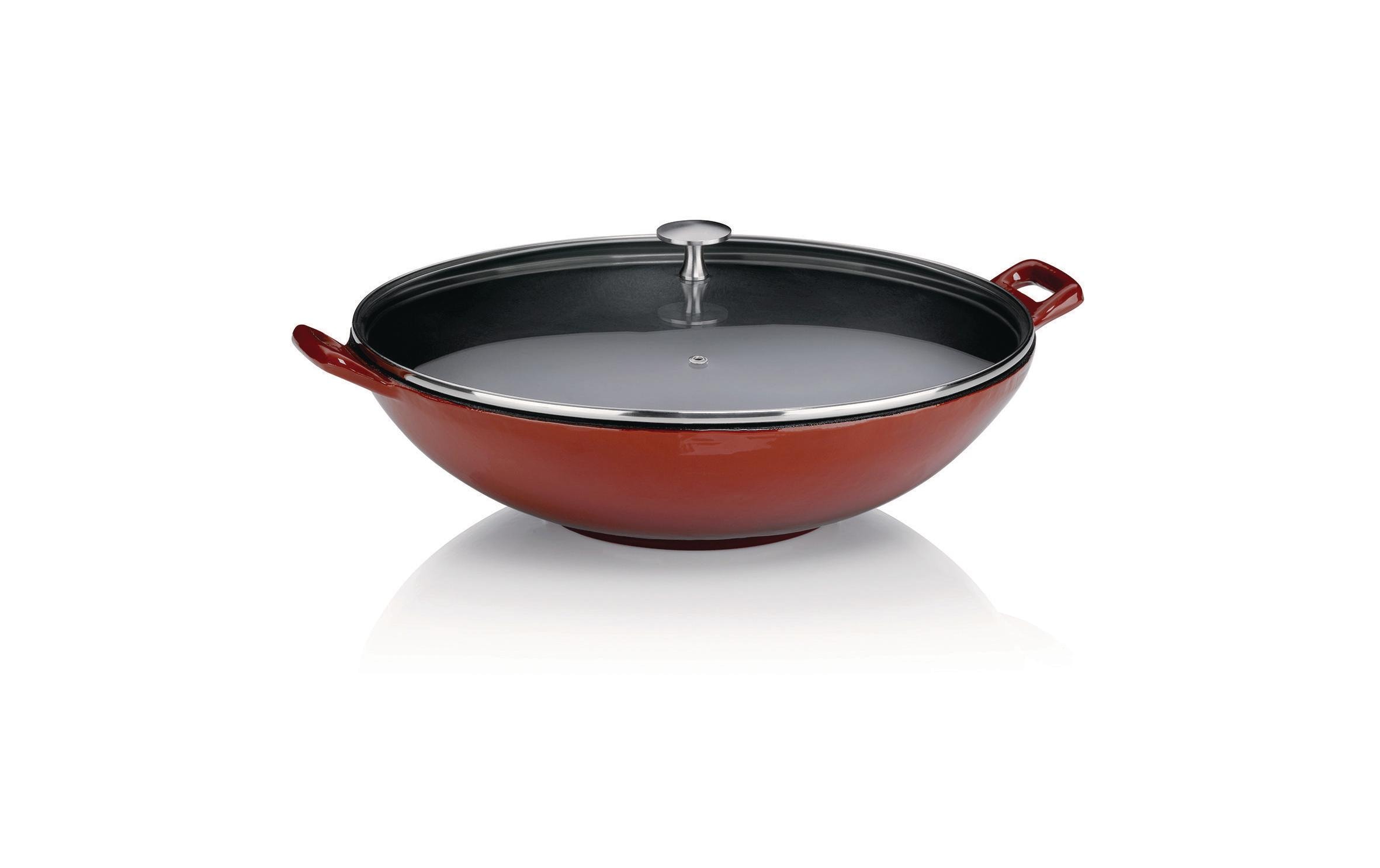 Wok Calido 36 cmGusseisen Wok mit Edelstahlgriffe