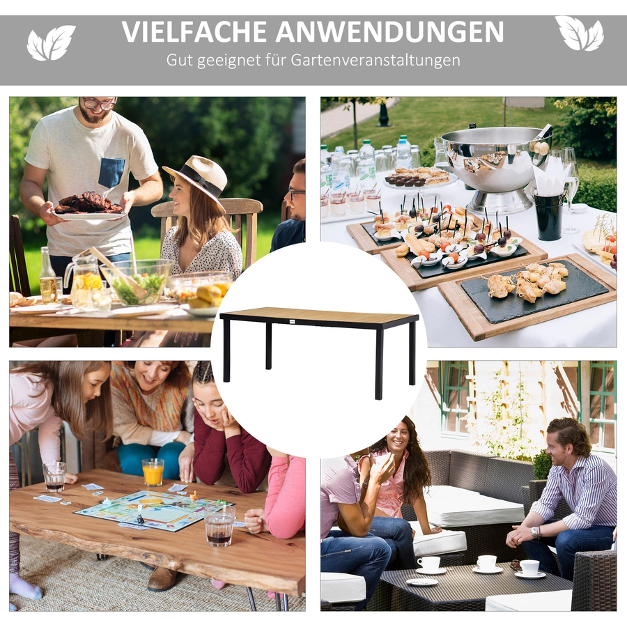Outsunny Esstisch mit Alurahmen natur