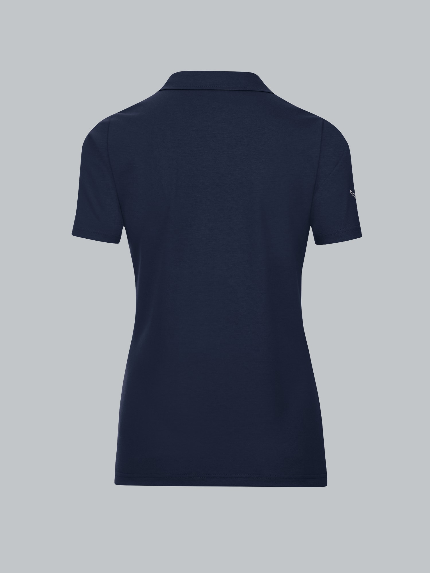 Poloshirt aus Baumwolle mit Kristallsteinen Navy