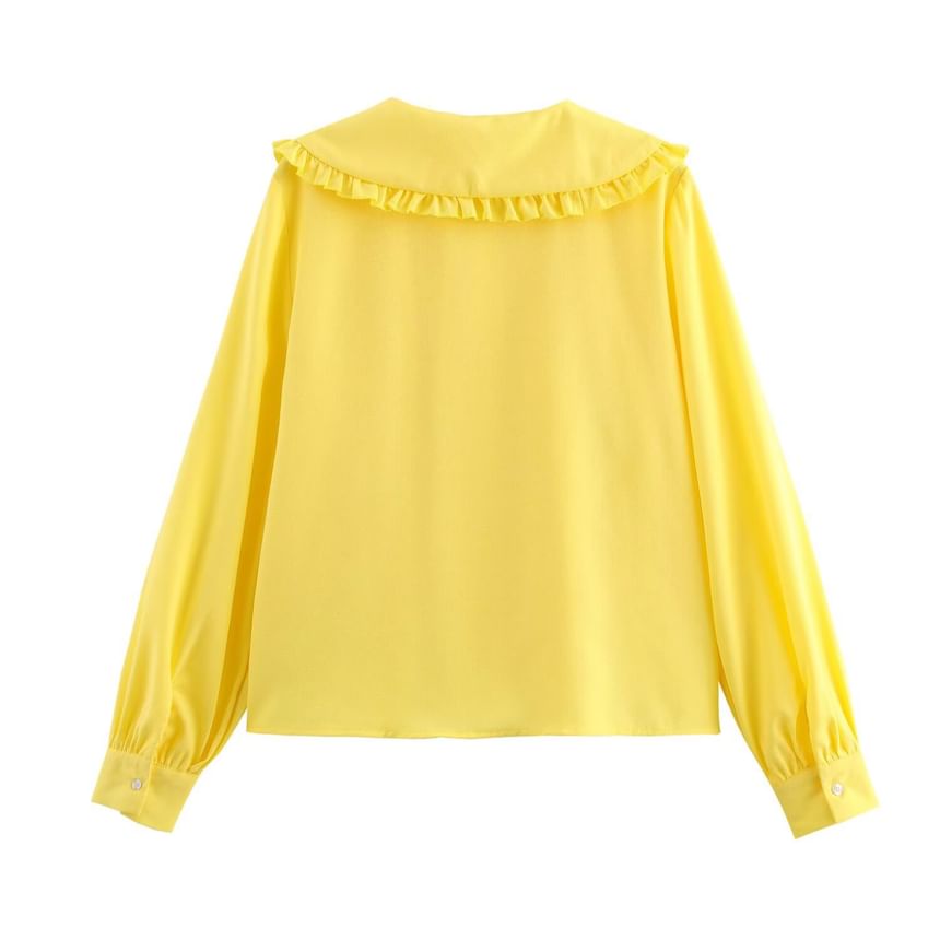 Cumulys - Blouse met lange mouwen en ruchekraag