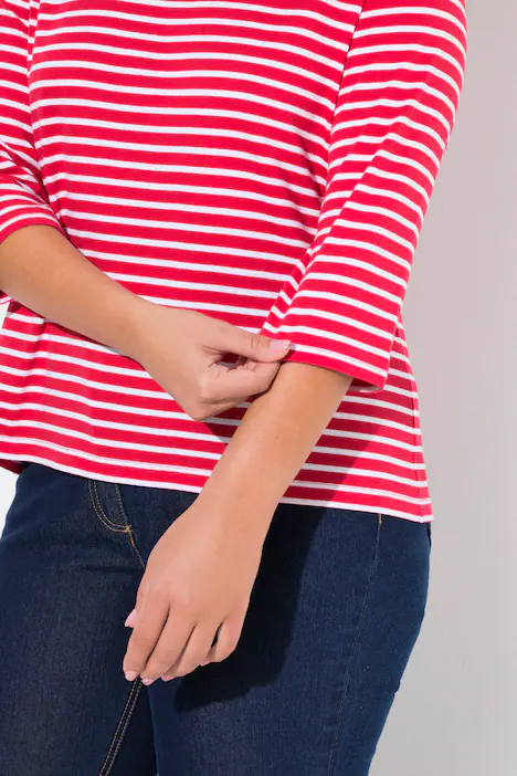 Ringelshirt, Classic Fit, Rundhals, 3/4-Arm, lychee