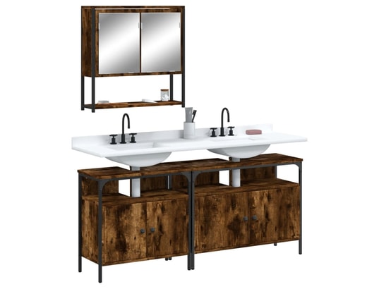 VIDAXL - Ensemble de meubles de salle de bain 3 pcs chêne fumé