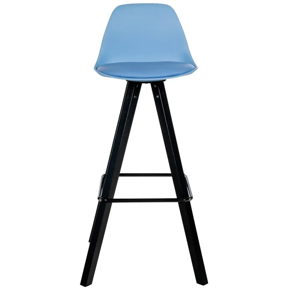 CLP Barkruk Corbin zwart Frame - Kunstleer - blauw