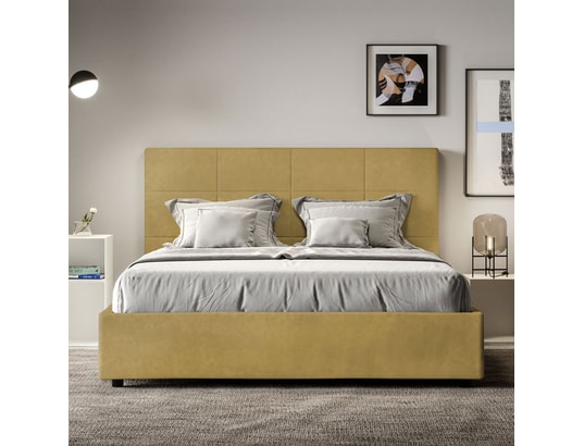 ITYHOME - Lit coffre mika 140x200 microfibra ocre