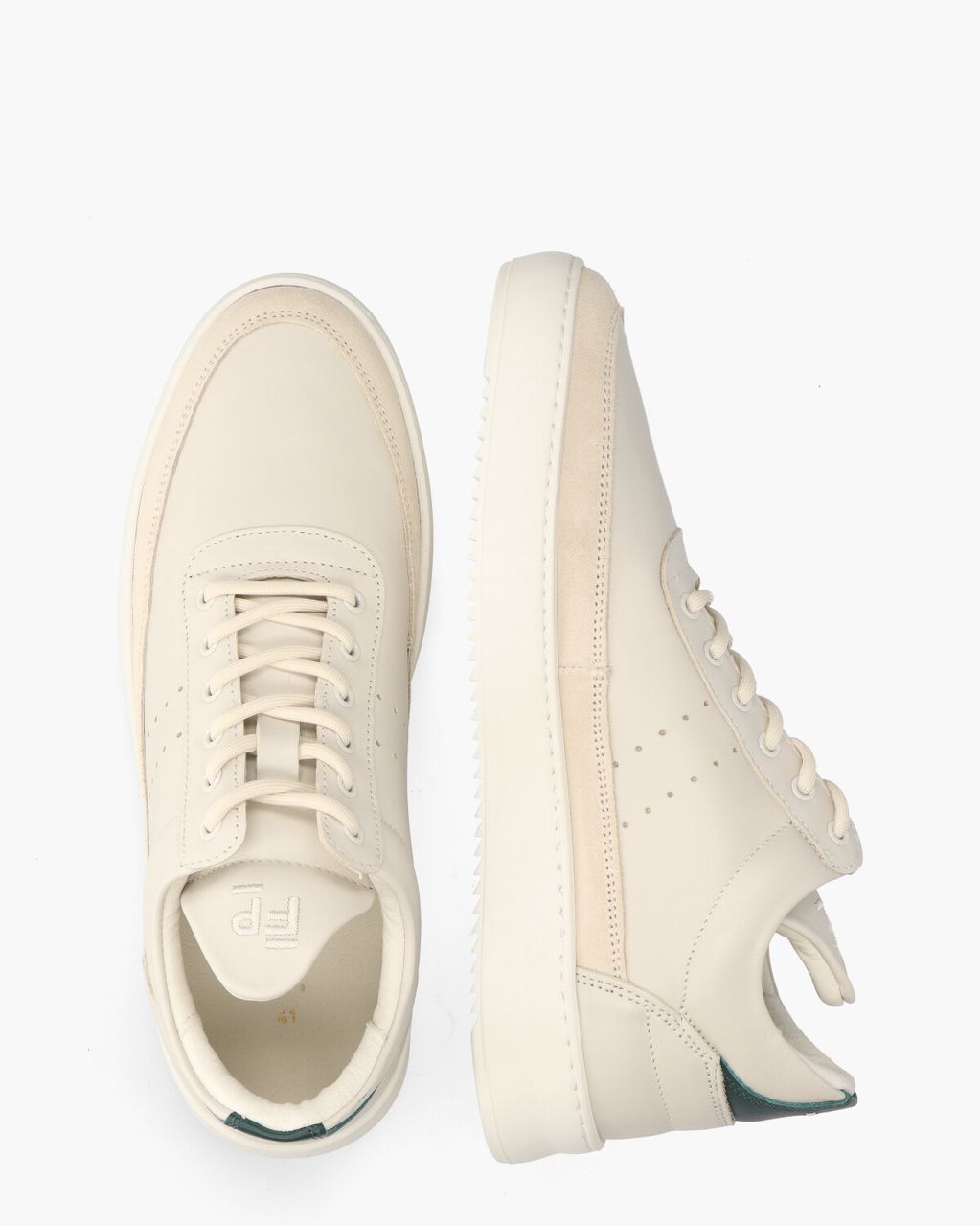 Filling Pieces Low Top Bianco Off-White/Donkergroen Herensneakers