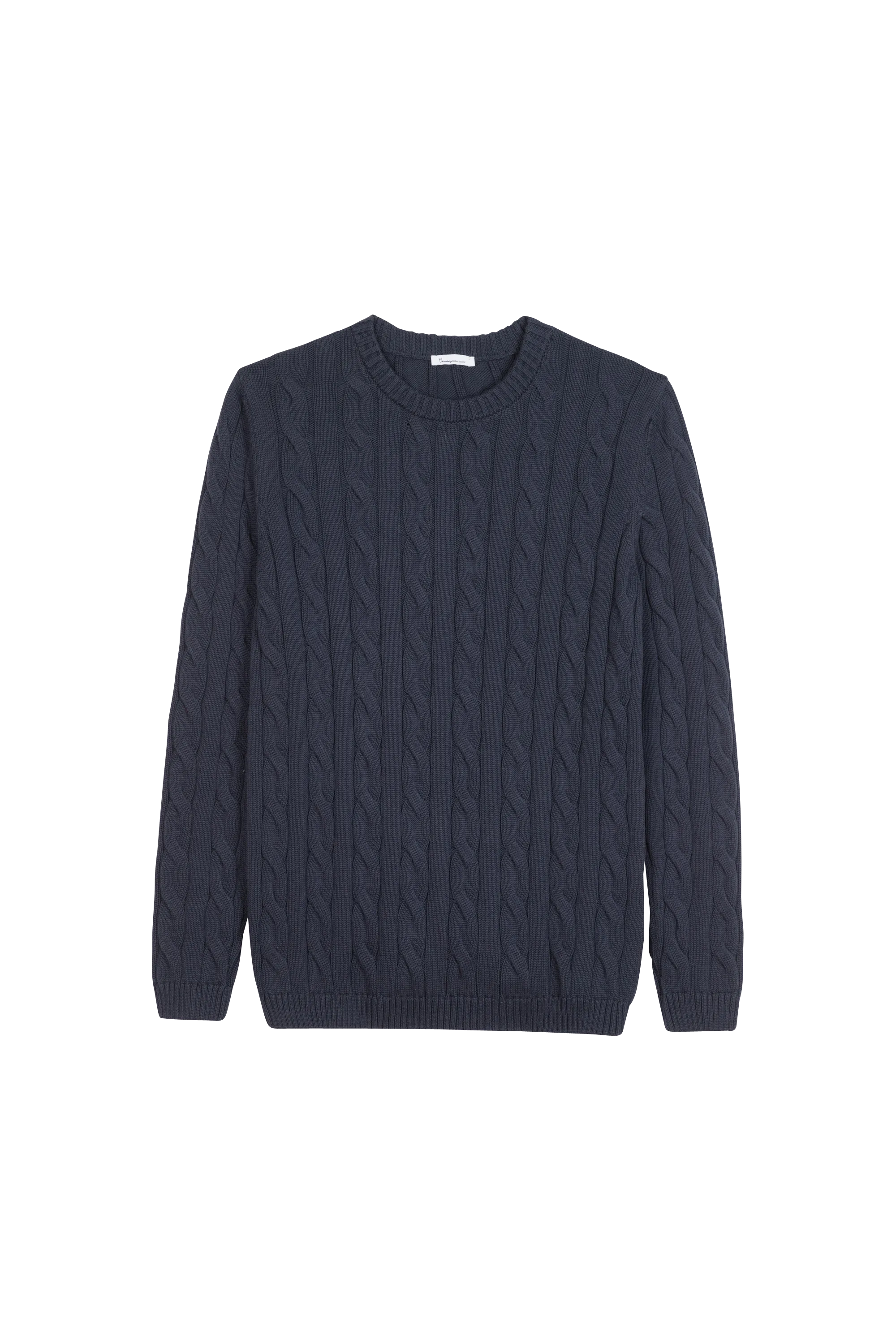 KNOWLEDGE COTTON APPAREL Pull droit col rond en coton biologique FIELD Bleu