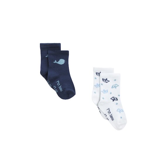 Plage Lot 2 Paires de chaussettes   Bleu/Blanc        de               P'tit bisou