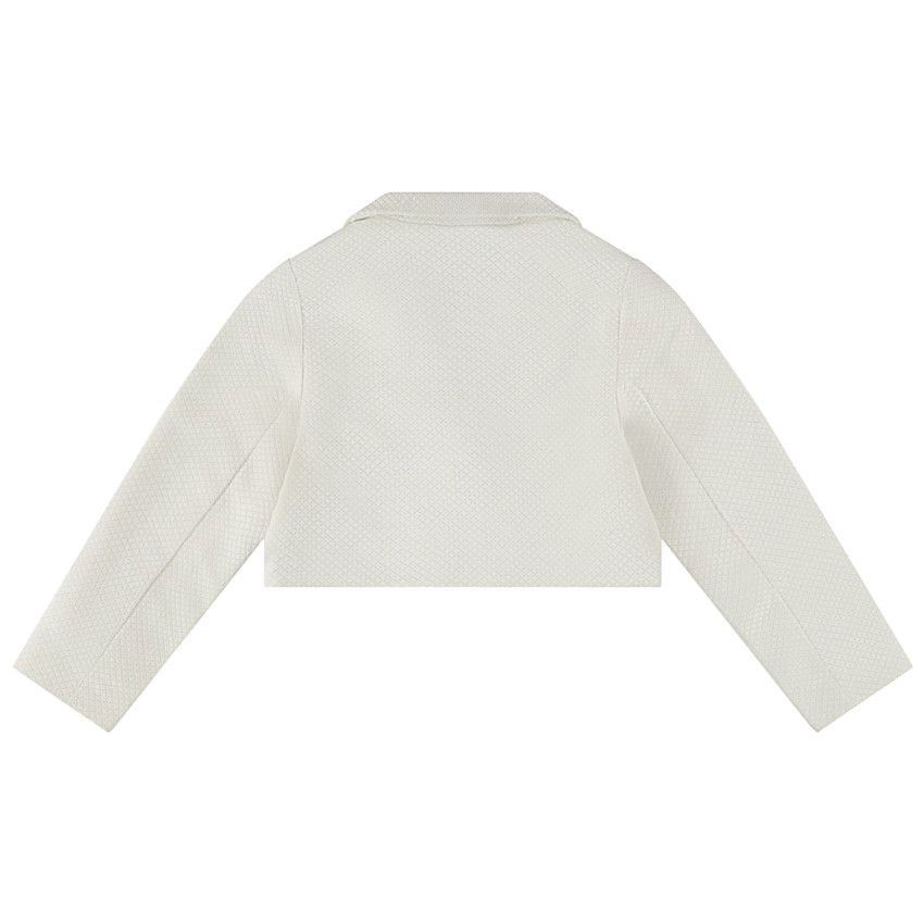 Veste courte de tailleur en jacquard et lurex pour fille - Ecru