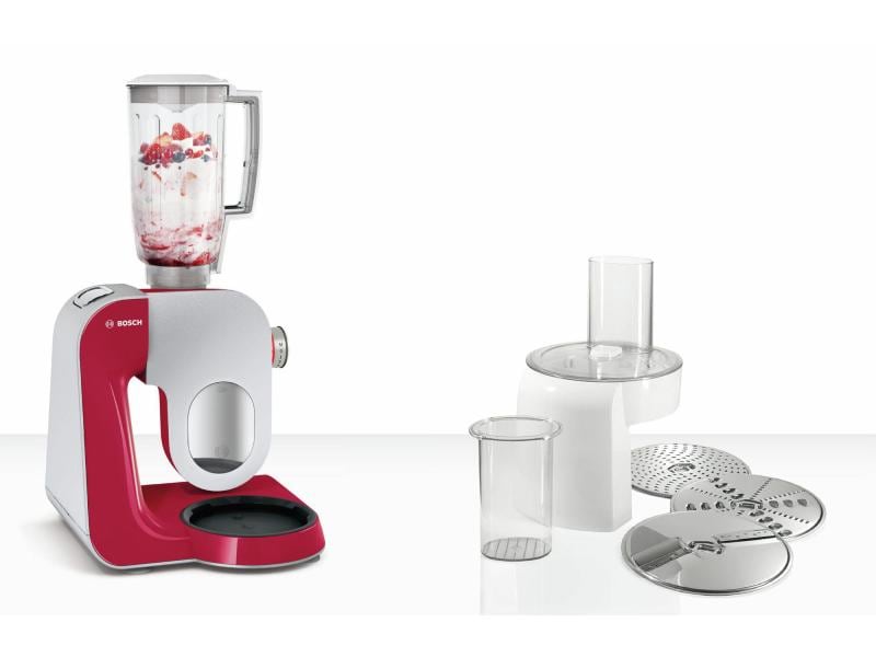 Bosch Küchenmaschine MUM58720 Rot/Silber 1000 W-Küchenmaschine mit umfangreichem Zubehör, rot/silbern
