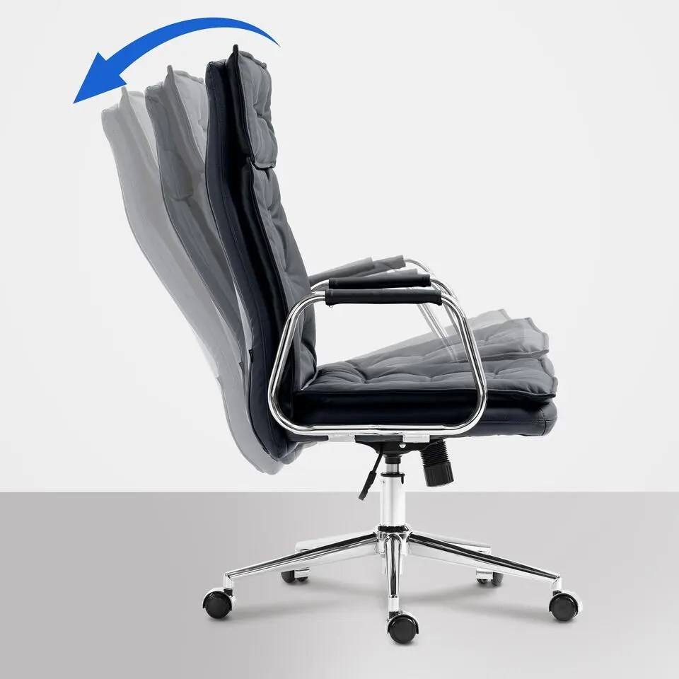CLP Bureaustoel Sotira chroom Frame - Echt leer - zwart