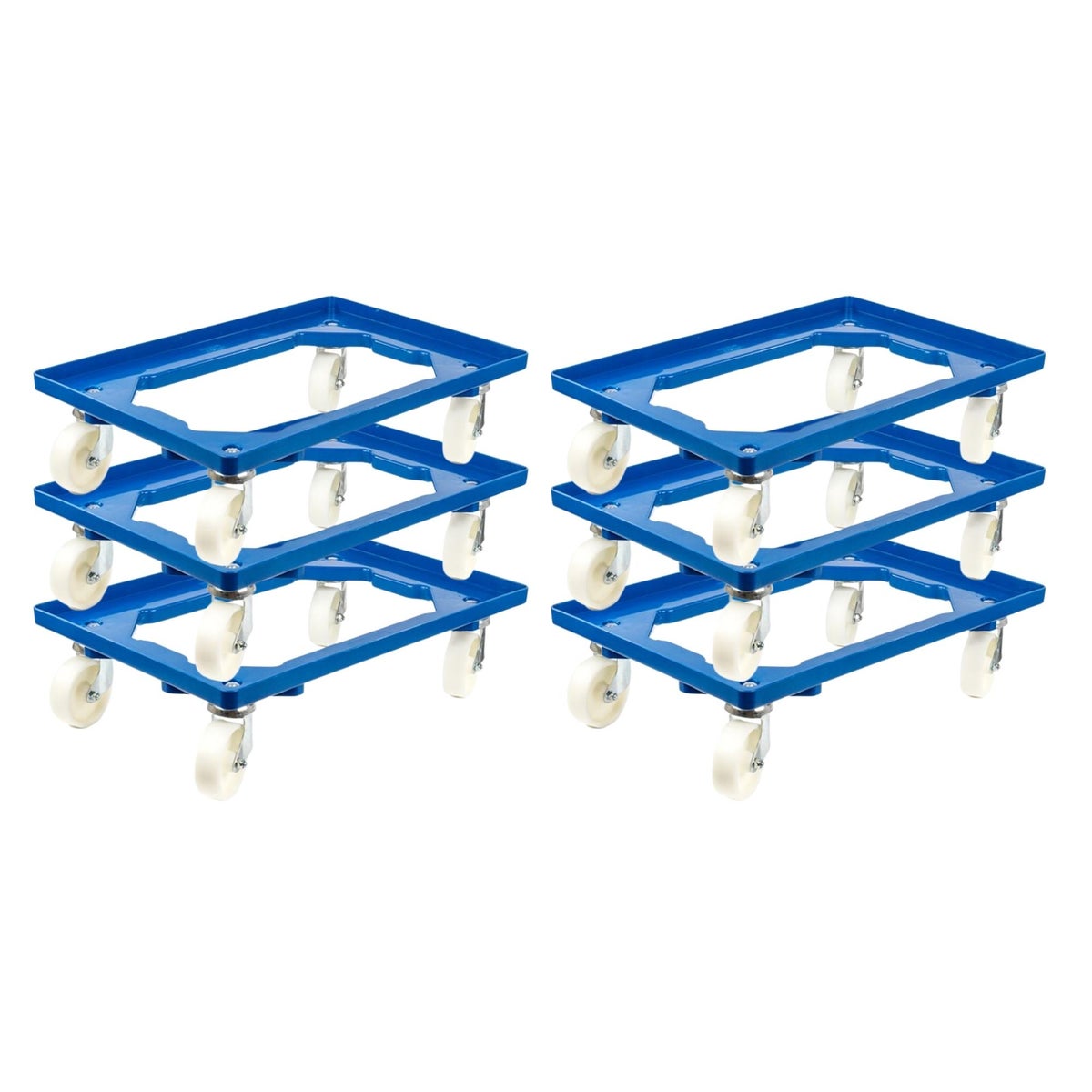 PROREGAL Transportwagen voor Euroboxen 60 x 40 cm met kunststof wielen, blauw, open dek, 4 zwenkwielen, draagvermogen 300 kg