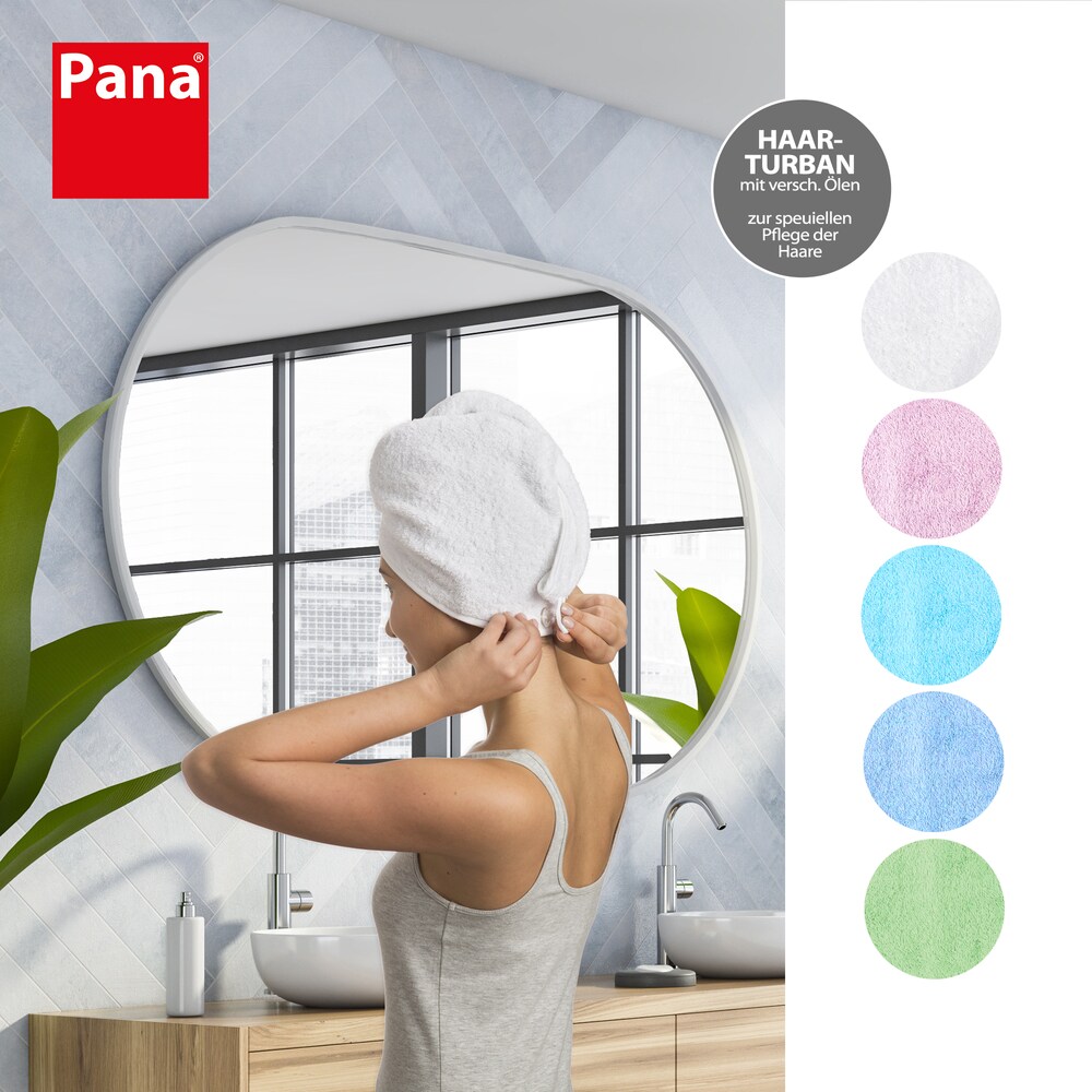 PANA® Haarturban • Haar-Handtuch • Handtuch Turban • mit Pflegeölen imprägniert und Knopfverschluss • ca. 64 x 23 cm • versch. Farben und Öle