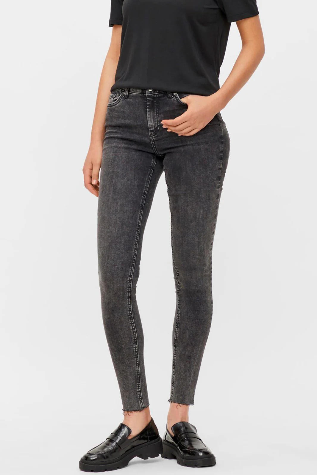 Pieces PcDelly Skn MW RAW Jeans