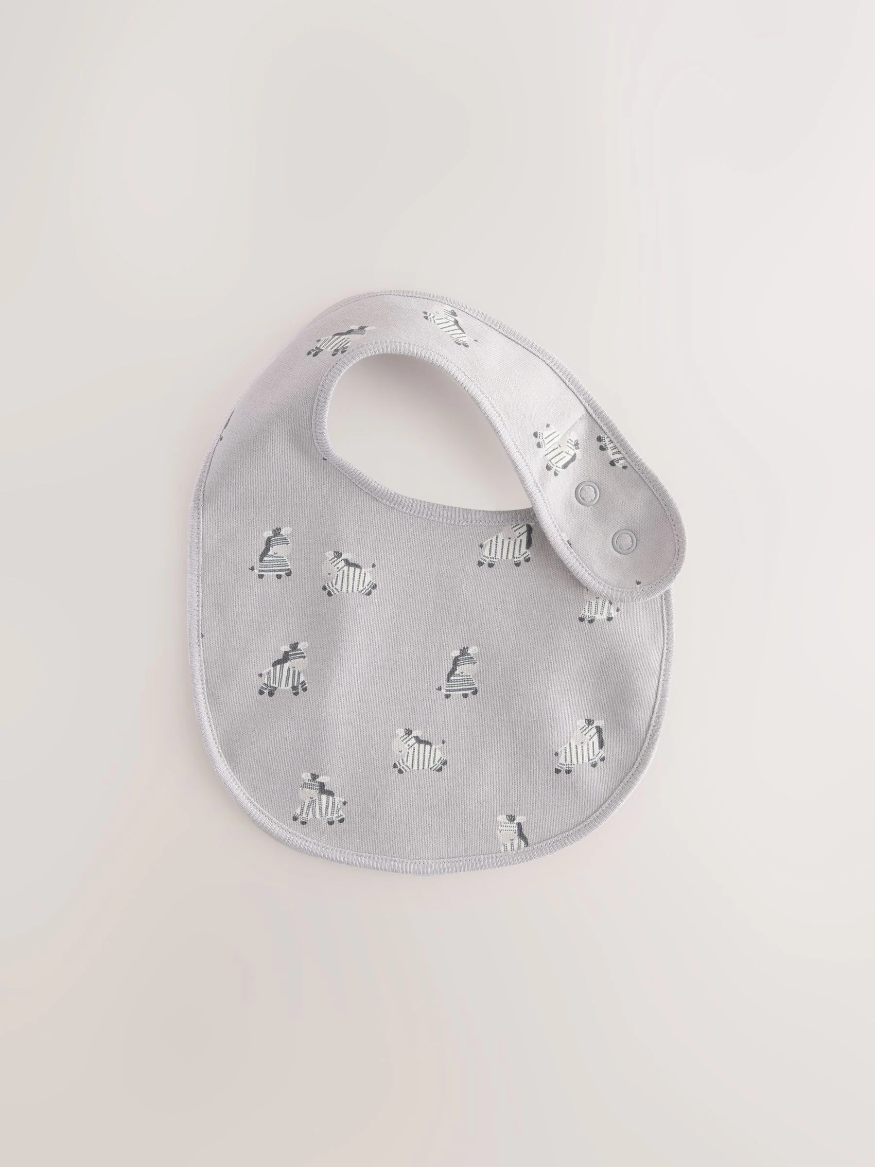 Grijs/Neutraal met zebraprint - Muts en slabbetje babyset 4 -delig (0-12mnd)