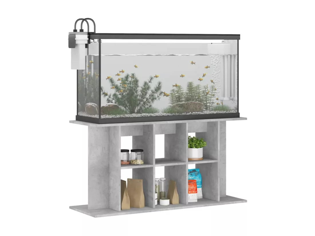 Support pour aquarium gris béton 120x40x60 cm bois d'ingénierie