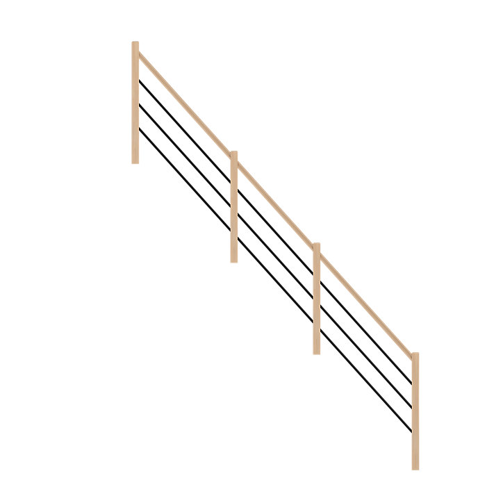Pack balustrade FORTIA verticale hêtre naturel et aluminium noir H.105,8 x L.346,8 cm