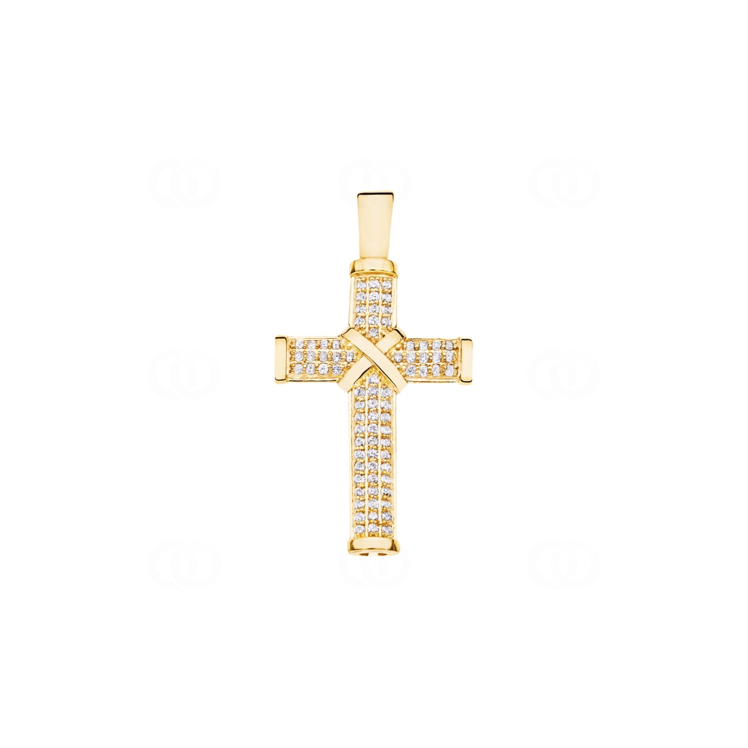 Kreuzanhänger 750/18 K Gelbgold mit Diamanten 0.49 ct H/si
